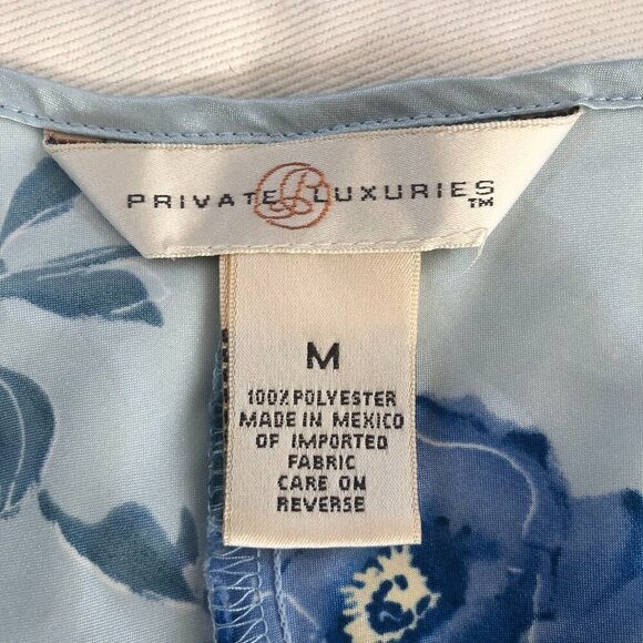 Private Luxuries Y2K Size M Night Gown Satiny Blue Floral Slip Dress 90s - Picture 2 of 8